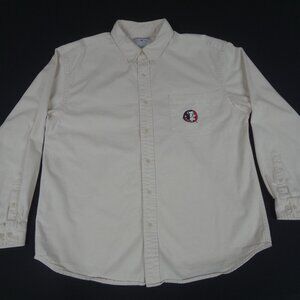 FSU SEMINOLES FLORIDA ST BUTTON UP TAN OFF WHITE DENIM MENS XL SHIRT K939 (SPOT)